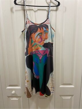 Wearable art Abstract Art Print Slip Dress - Multicolor